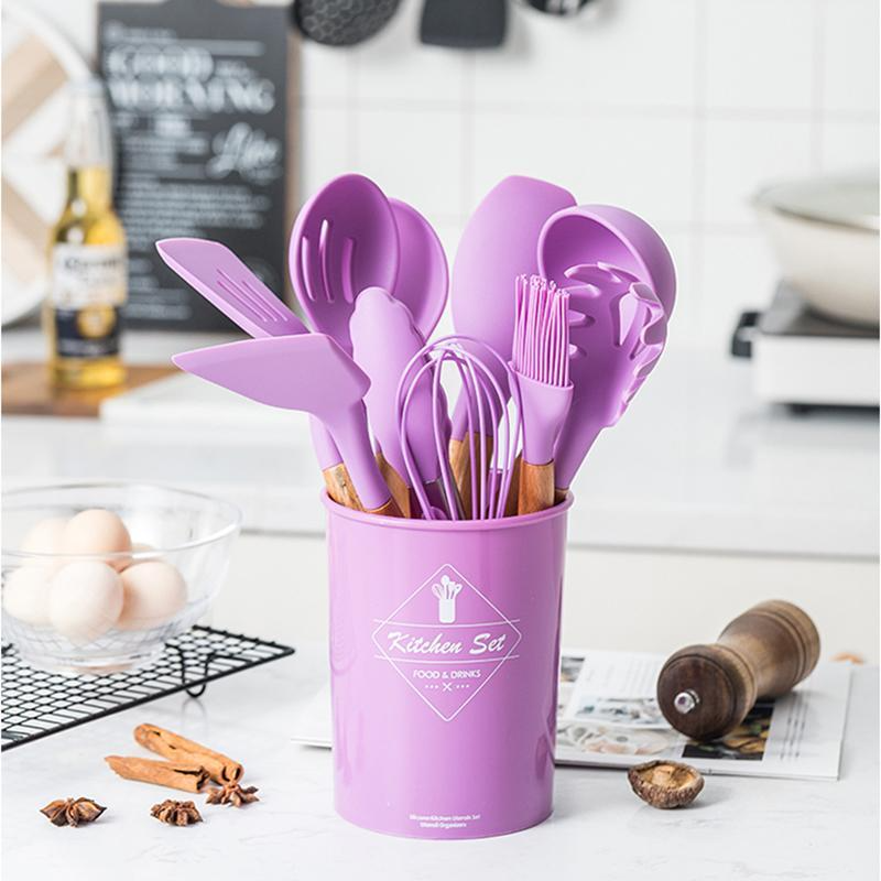 12 PCs Non stick Silicone Cooking Set-Purple