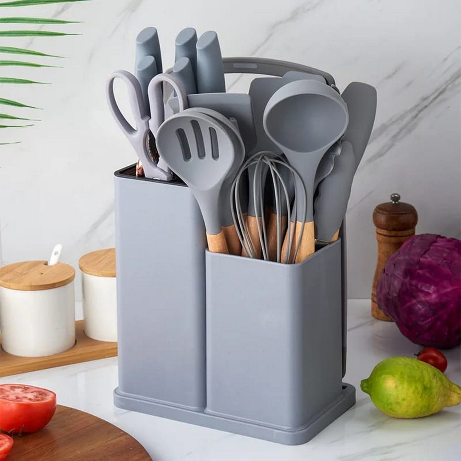 16-Piece Silicone Kitchen Utensil Set – Grey