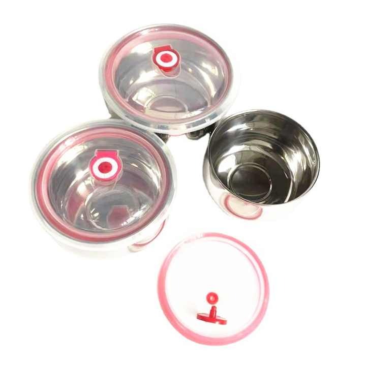 3-Piece Stainless Steel Crisper Bowl Set – Airtight Food Storage with Lids