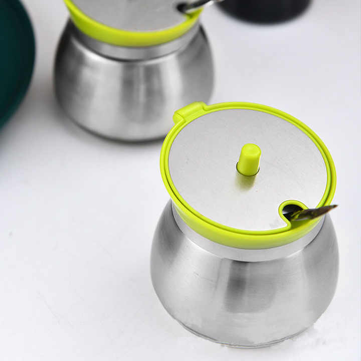 Glass Sugar Pot with Stainless Steel Cover & Spoon – Elegant Storage Jar