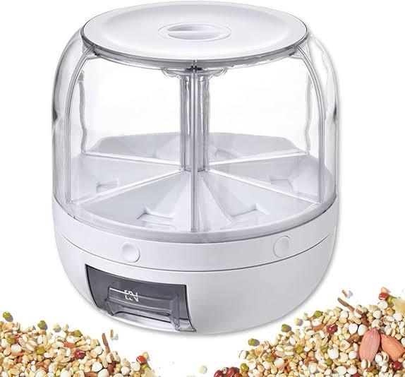 Cereal & Rice Storage Dispenser – 6 Grid, 360° Rotating Container
