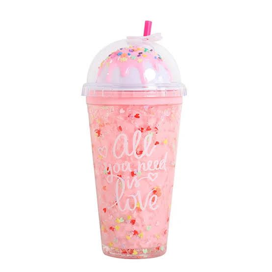 Whimsical Glitter Tumbler with Sweet Dome Lid – “All You Need is Love” Edition