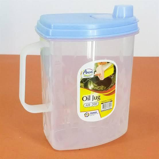 1 Litre Plastic Oil Jug with Lid & Handle